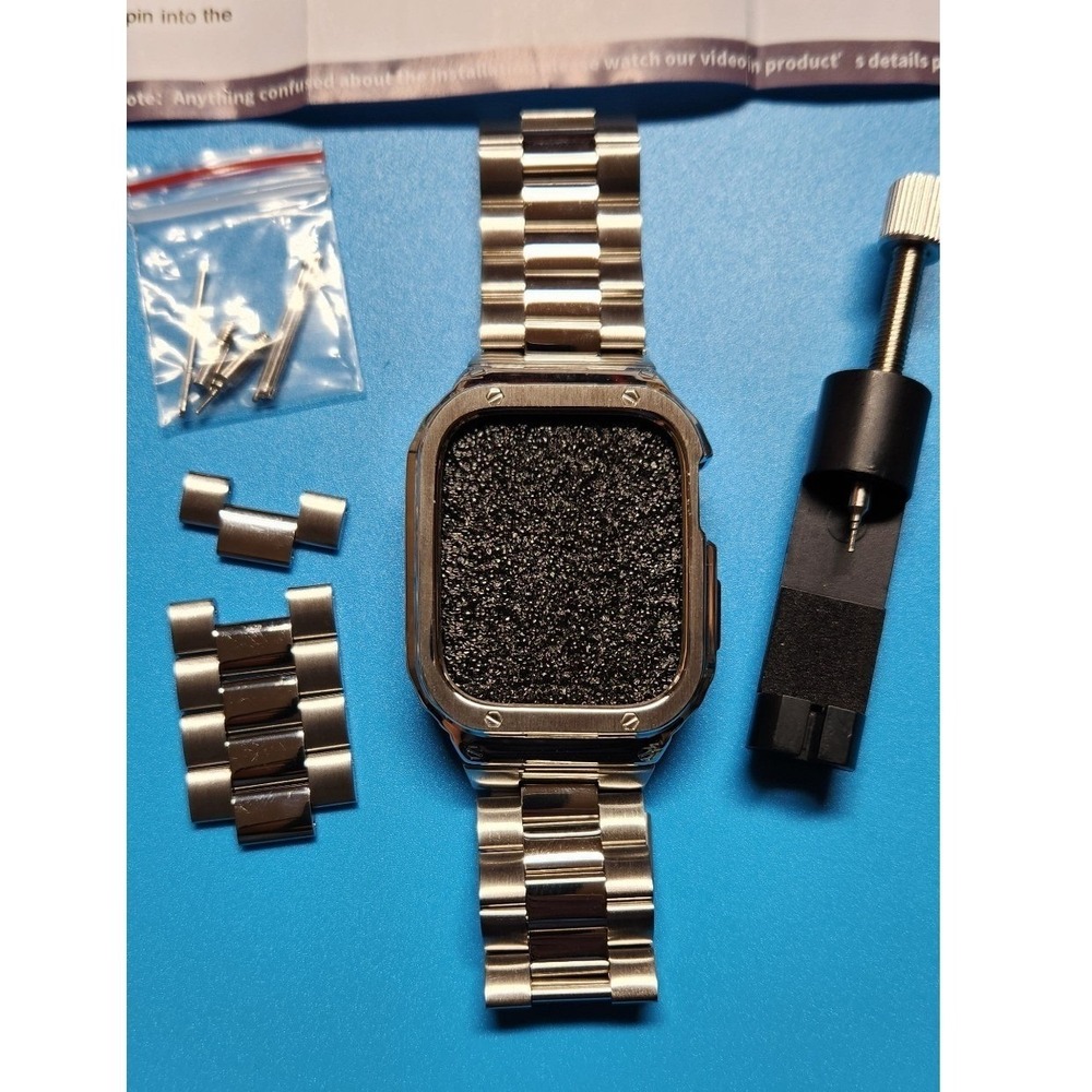 MioHHR Stainless Steel Band and Case Compatible with Apple Watch Band 44mm 42mm